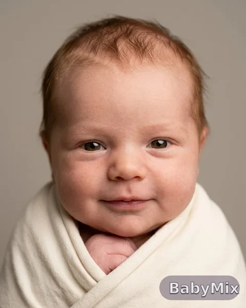 AI-generated newborn face built from both photos